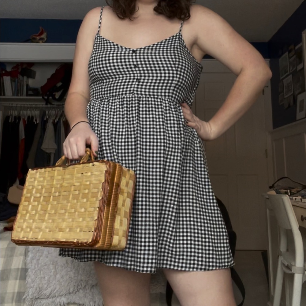 Black and white gingham picnic dress